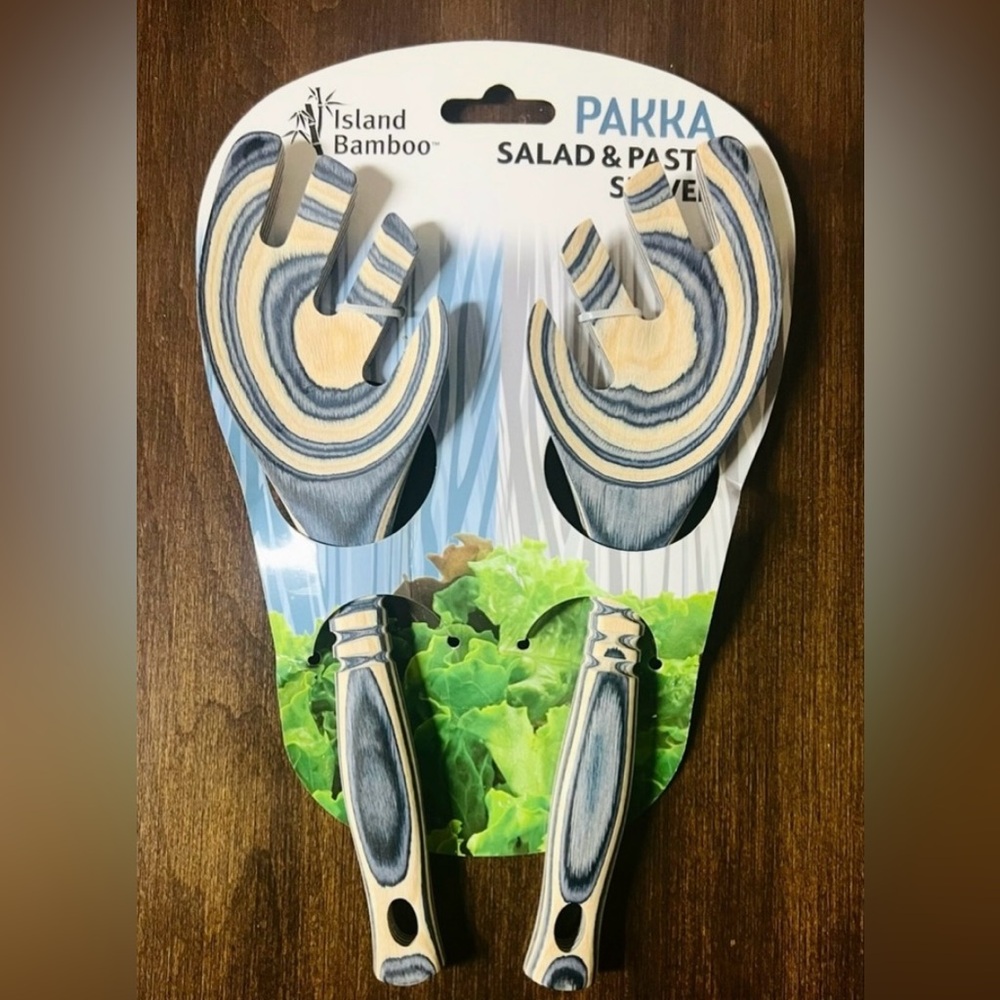 Pakkawood 9-inch Salad Leaf, Blue NWT